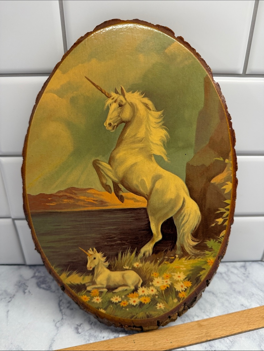 VTG Wooden Unicorn Plaque